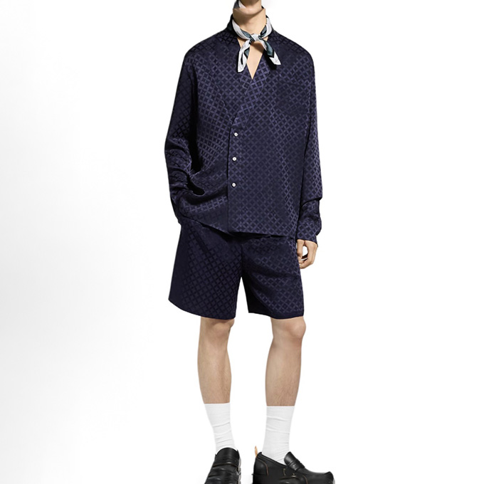 lv louis vuitton monogram jacquard short-sleeve shirt and shorts